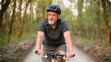 Older person cycling