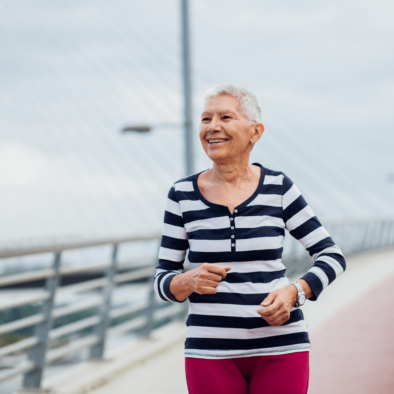 Older person exercising outdoors
